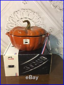 NEW Staub 3.5Qt Cast Iron Pumpkin Cocotte Dutch-Oven Cooking Pot Orange 4599429