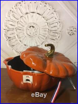 NEW Staub 3.5Qt Cast Iron Pumpkin Cocotte Dutch-Oven Cooking Pot Orange 4599429