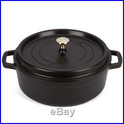 NEW Staub Black Round Shallow Cocotte 26cm