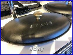 NEW Staub Cast Iron 14.5 x 8.0 OVAL Fish Plate Dish with Lid MATTE BLACK