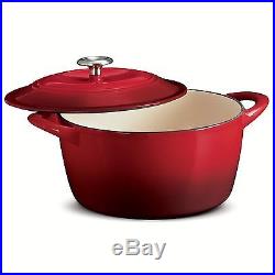 NEW Tramontina Enameled Cast Iron 6.5 Qt Covered Round Dutch Oven Red