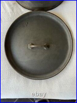 NEW Wagner No. 10 Cast Iron Large Dutch Oven Pot/Pan Skillet Flat Lid Cover RARE
