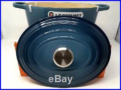 NIB Le Creuset Cast Iron 5-qt Oval French (Dutch) Oven, Marine (Ocean) Blue