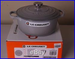 NIB Le Creuset Signature Cast Iron 2 3/4 qt Round Dutch Oven mist gray 20 cm