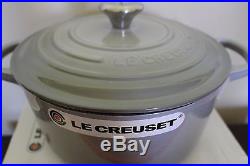 NIB Le Creuset Signature Cast Iron 3.5-qt Round Dutch Oven mist gray 3 1/2