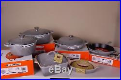 NIB Le Creuset Signature Cast Iron & stoneware 10-piece set mist gray dutch oven