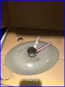 NIB STAUB Oval VINTAGE Cocotte Dutch Oven 1.7 Qt Graphite Grey Domed Lid