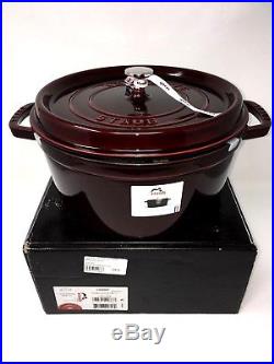 NIB Staub Cast Iron 7-qt Round Cocotte, Dutch Oven, Grenadine, NEW