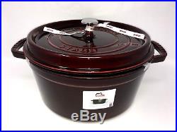 NIB Staub Cast Iron 7-qt Round Cocotte, Dutch Oven, Grenadine, NEW