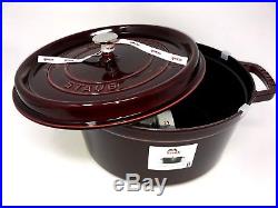 NIB Staub Cast Iron 7-qt Round Cocotte, Dutch Oven, Grenadine, NEW