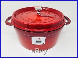 NIB Staub Cast Iron 7-qt Round Cocotte, Dutch Oven, RED (Cherry), NEW