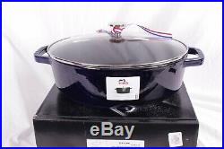 NIB Staub Cast Iron Essential oval oven & lid 4 1/4 qt sapphire blue