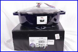 NIB Staub Cast Iron Essential oval oven & lid 4 1/4 qt sapphire blue