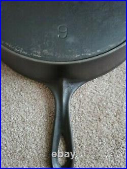 NICE National #9 Arc Logo Cast Iron Skillet withHeat Ring Fully Restored