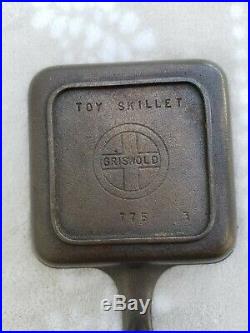 NO RESERVE Rare Griswold Cast Iron Toy Sample Square Pan Skillet #775