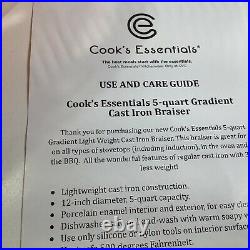 NOS Cooks Essentials 5 Qt Non Stick Cast Iron Gradient Lidded ORANGE Braiser