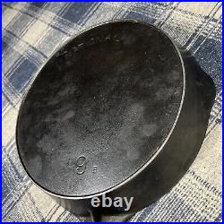 National #9 B Arc Logo Cast Iron Skillet withHeat Ring Original Antique Vintage