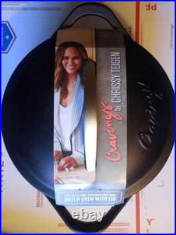 New Chrissy Teigen Cravings 5 Quart Black Cast Iron Dutch Oven With LID