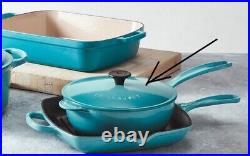 New Durable Le Creuset Cast Iron Handled Saucepan With Lid Turquoise Blue