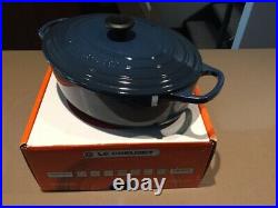New Le Creuset Enameled Cast Iron Signature Oval Dutch Oven, 3.5 qt, Ink Blue
