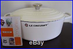 New Le Creuset Signature Cast Iron 6.75-qt Oval Dutch Oven shiny white 6 3/4