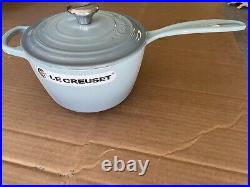 New Le Creuset Signature Saucepan Cast Iron 1.75 Quart Saucepan Oyster Gray