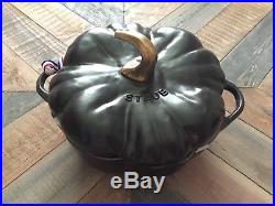 New Staub Cast Iron Black Pumpkin Pot Cocotte 3.5 Quart Dutch Oven