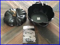 New Staub Cast Iron Black Pumpkin Pot Cocotte 3.5 Quart Dutch Oven