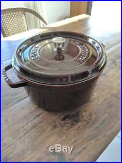 New (no box) Staub Cast Iron 7-qt Round Cocotte, French (Dutch) Oven. Grenadine