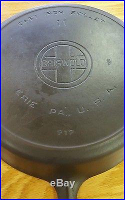 No. 11 Griswold Cast Iron Skillet- Erie, PA- Large Block Lettering