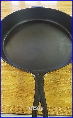 No. 12 Griswold Cast Iron Skillet- Erie, PA- Large Block Lettering- Heat Ring