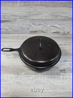 No. 8 Griswold Iron Mountain Chicken Pan Deep Skillet 1034 & Lid 1035 Cast Iron