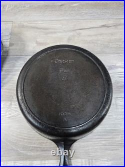 No. 8 Griswold Iron Mountain Chicken Pan Deep Skillet 1034 & Lid 1035 Cast Iron No. 8 Griswold Iron Mountain Chicken Pan Deep Skillet 1034 & Lid 1035 Cast Iron