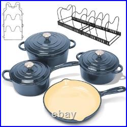 Nonstick Enameled Cast Iron Cookware Set- 9 Pieces Dutch Oven Pot with Lid fo