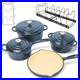 Nonstick Enameled Cast Iron Cookware Set- 9 Pieces Dutch Oven Pot with Lid fo