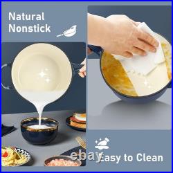 Nonstick Enameled Cast Iron Cookware Set- 9 Pieces Dutch Oven Pot with Lid fo