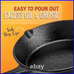 Nutrichef Nonstick Pans Set Cast Iron Skillet With Silicone Handle, 8, 10 & 12