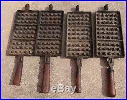 Old Antique Wagner Ware Cast Iron Waffle Maker Double Twin Hotel Pat Feb 22 1910