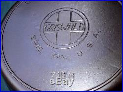 Old Very Rare Griswold Erie Cast Iron #9 Skillet SLANT Logo 710 H with Heat ring
