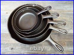 Older Birmingham Stove & Range /BSR Cast Iron Skillets #'s 3 5 7 8 10, Restored