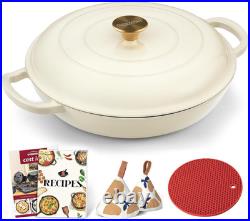 Olla hierro fundido esmaltada 3.8QT con tapa horno guisos y asados, Nuevo
