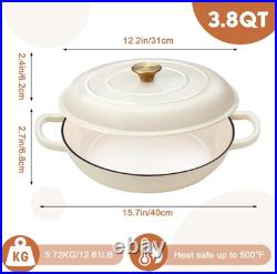 Olla hierro fundido esmaltada 3.8QT con tapa horno guisos y asados, Nuevo