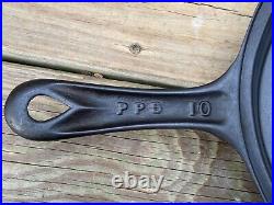 PPS Fancy Handle Gate Marked #10 cast Iron Skillet