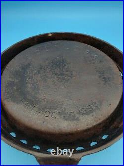 PRE-GRISWOLD ODORLESS SKILLET CAST IRON withPATENT DATE OCT 17, 1893