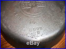 Pair-Vtg. GRISWOLD Large Block Logo #699B & #701A /Cast Iron Skillets Size 6 & 7