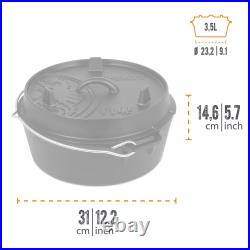 Petromax Cast Iron Dutch Oven for Campfire or Home Kitchen, Flat Base