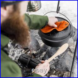 Petromax Cast Iron Dutch Oven for Campfire or Home Kitchen, Flat Base