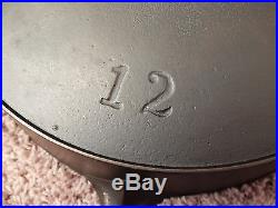 Pre-Griswold Cast Iron #12 First Series ERIE Skillet with Heat Ring
