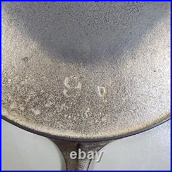 Pre Griswold Erie Cast Iron Skillet #9 Nickel Finish D Makers Mark