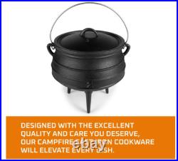 Pre-Seasoned Cast Iron Cauldron African Potjie Pot with Lid 3 Legs for Even